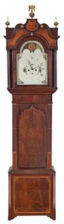 George III Figured and Inlaid Mahogany Tall Case Clock