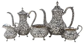 Five Baltimore Repousse Sterling Tea Items