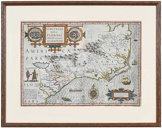 Hondius - Map of Virginia and the Carolinas