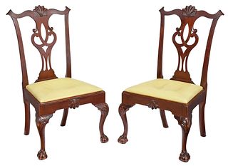 Pair of Pennsylvania Chippendale Shell Carved Side Chairs