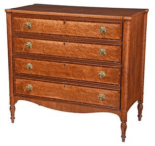 American Federal Inlaid Bird's Eye Maple Chest of Drawers