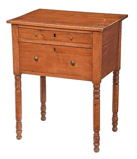 Southern Federal Figured Maple Two Drawer Work Table