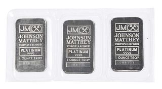 (Three) One Ounce Platinum Bars by Johnson Matthey 