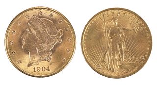 Two Double Eagle $20 Gold Coins 