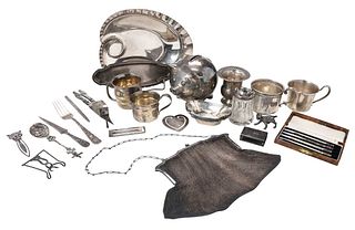 28 Pieces Assorted Silver Table and Desk Items, including Tiffany & Cartier 
