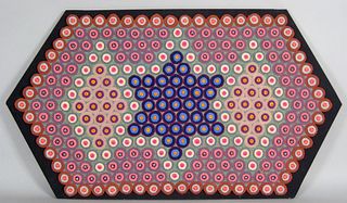 Felt penny rug, early 20th c., 37" x 66".