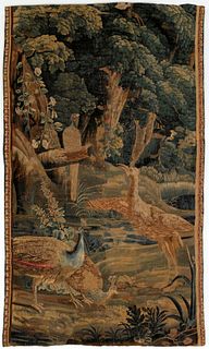 Flemish wool tapestry, 18th c., depicting exotic b