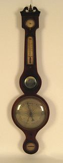 English mahogany banjo barometer, early 19th c., 3