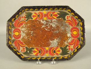 Pennsylvania tole tray, 19th c., with floral decor