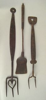 Three Pennsylvania wrought iron kitchen utensils,a