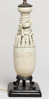Chinese Early Ware White-Glazed Pottery Vase Lamp