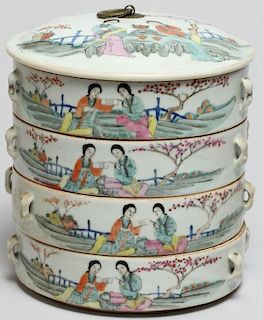 Chinese Four-Tier Porcelain Stacking Food Server