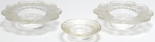 Pair of Lalique "Honfleur" Crystal Ring Bowls
