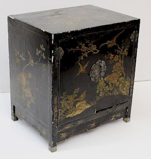 Small Chinoiserie Black-Lacquer Cabinet