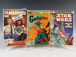 THREE FUN COMICS STAR WARS MARRIED WITH CHILDREN CHARLTON GUNFIGHTERS 