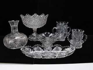LOT OF CUT CRYSTAL & PRESSED GLASS