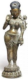 Silver-Tone Figure of Parvati, Chola Period-Style