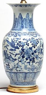 Chinese Blue & White Baluster Jar Lamp