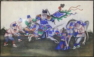Hand-Colored Asian Battle Scene