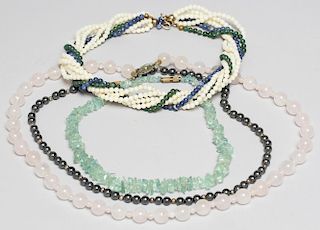 4 Assorted Semiprecious Stone Beaded Necklaces