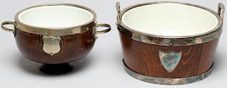 English Oak Trophy Bowl & Bucket, ca. 1900