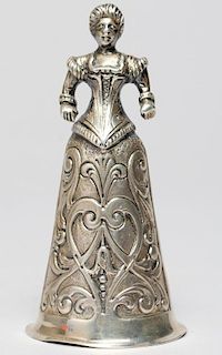 Antique German Silver Figural "Lady's Skirt" Bell