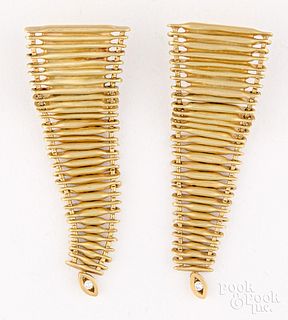 Pair of 18K gold and diamond earrings