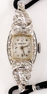 Mathey Tissot 14K gold, diamond ladies wristwatch