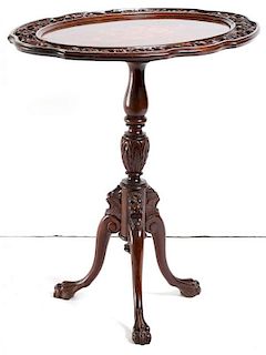 Vintage Marquetry & Walnut Tilt-Top Table