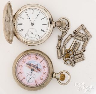 Elgin key wind pocket watch with coin silver case