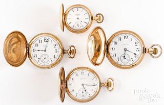 Four Elgin gold filled pocket watches