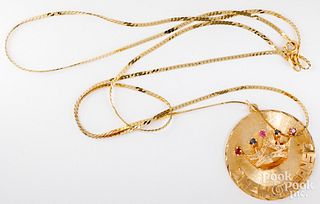 14K gold necklace with New Orleans pendant