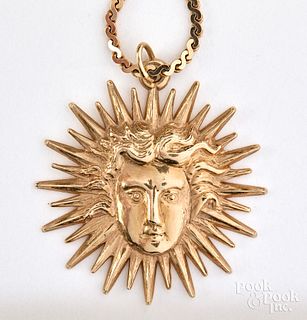 14K gold necklace, pendant