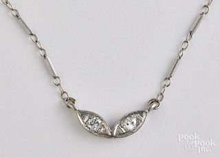 14K white gold and diamond necklace
