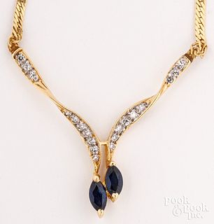 14K gold, diamond, and gemstone necklace