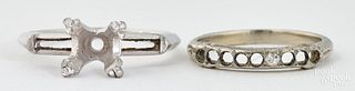 Platinum ring, together with an 18K ring