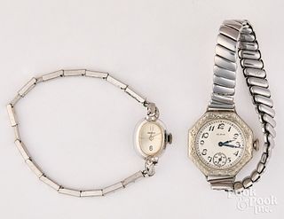 Two ladies wristwatches with 14K gold cases