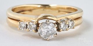 14K gold and diamond engagement ring set
