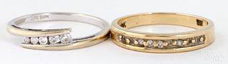 Two 10K gold and diamond rings