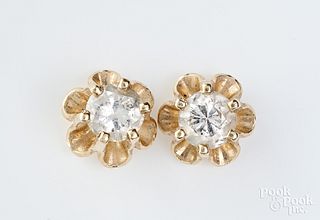 14K yellow gold diamond stud earrings
