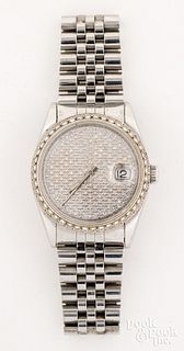 Rolex stainless steel and diamond wristwatch