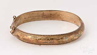 Victorian 10K gold bangle bracelet