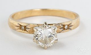 14K yellow gold diamond engagement ring