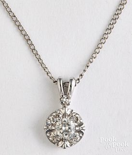 14K white gold necklace with diamond pendant