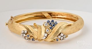 18K yellow gold, diamond, and sapphire bracelet