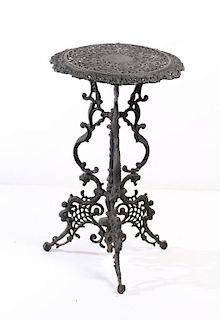 Rococo-Style Black-Painted Cast Iron Table / Stand