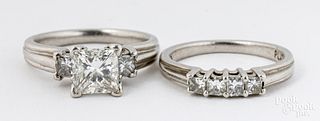 Platinum and diamond ring wedding set