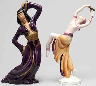 2 Porcelain Female Dancing Figures