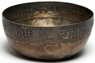 Antique Chinese Repousse Silver Bowl