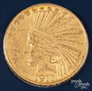 1911 Indian Head ten dollar gold coin
